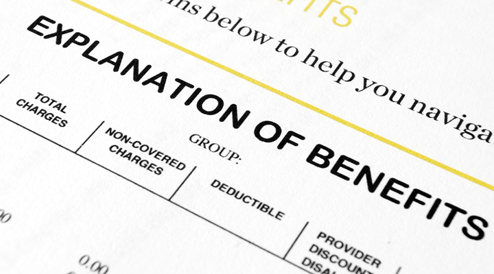 Explanation of benefits form.