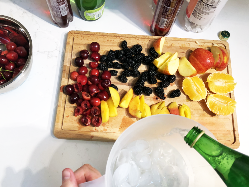 Add sparkling water to low-sugar sangria.