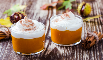 Two cups of homemade tooth friendly Pumpkin Pudding.