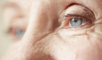 Person looking around.