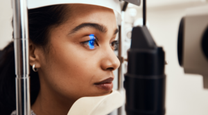 Person getting an eye exam.
