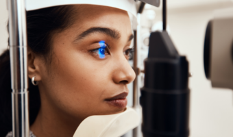 Person getting an eye exam.