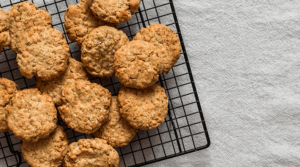 Tray of oatmeal cookies.