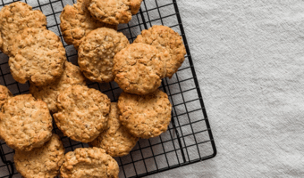 Tray of oatmeal cookies.
